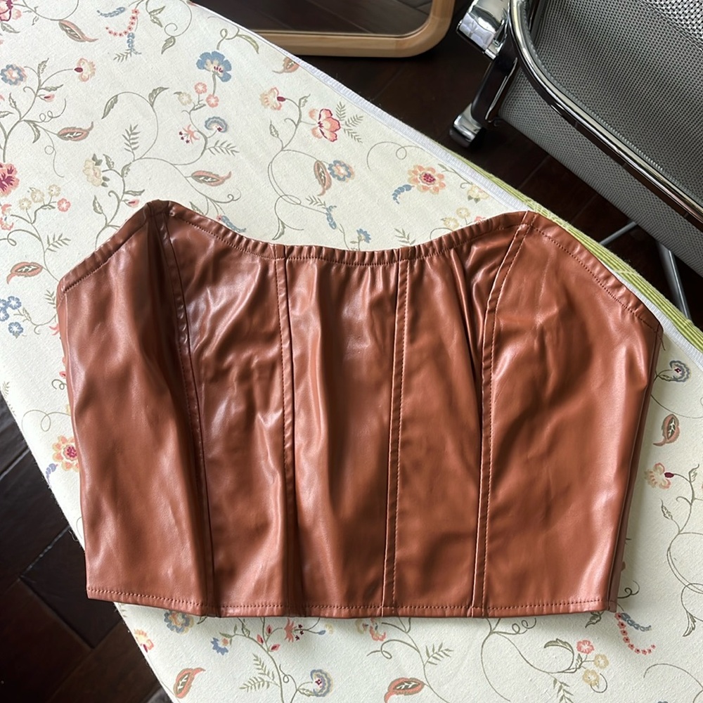 brown corset tube top